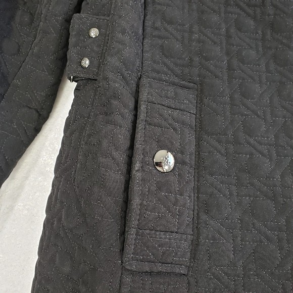 Gallery Quilted Jacket Coat Womens Small Black 4 Pockets Cinched Back Classic - Picture 9 of 15
